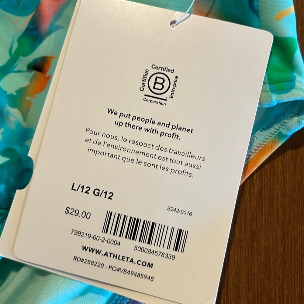 Athleta Girl two piece Lumen Floral Mock Rashguard Sz Med/10 & Bottoms Sz L/12. - Picture 9 of 9